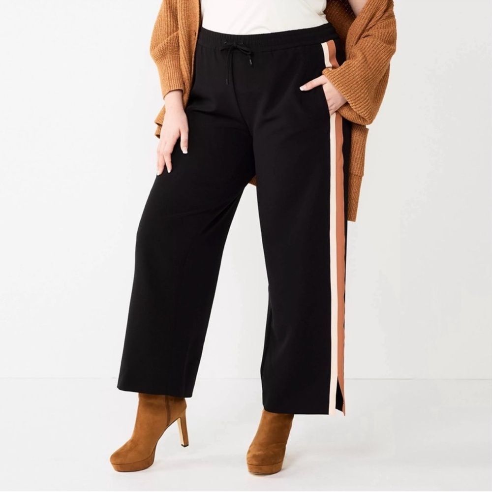 Black Women's Pants with Tan Stripe